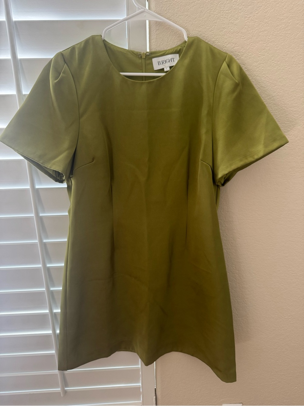Olive Green Short Sleeve Shift Dress